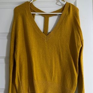 open back yellow mustard sweater